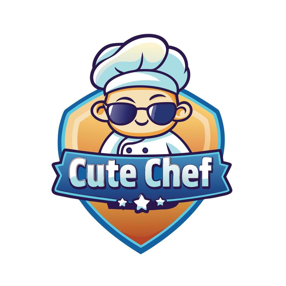 a cartoon chef with sunglasses and a hat vector