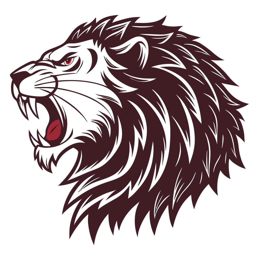 lion head with open mouth on a white background vector