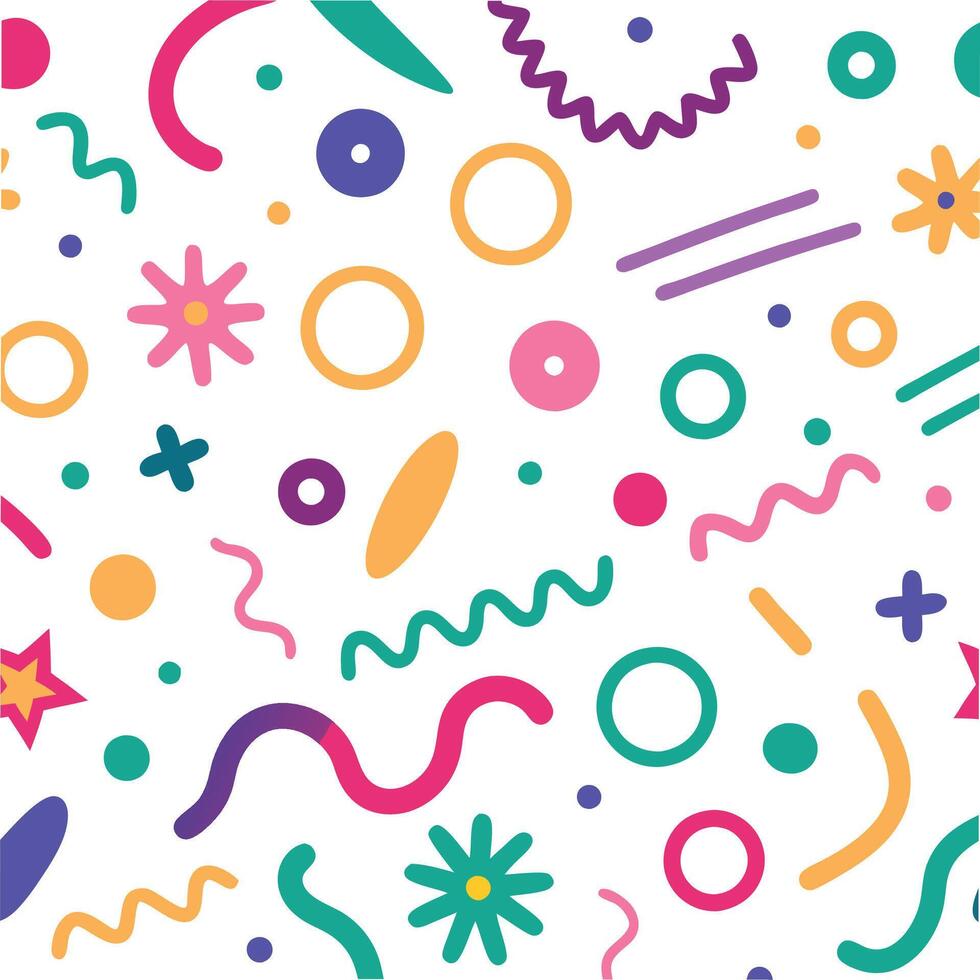 a colorful pattern with various shapes and lines vector