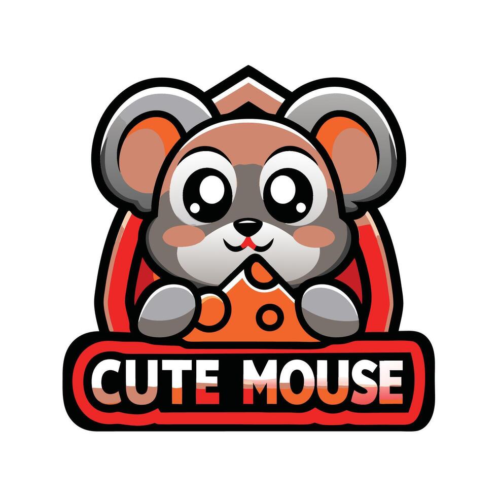 a cute mouse logo with cheese on it vector