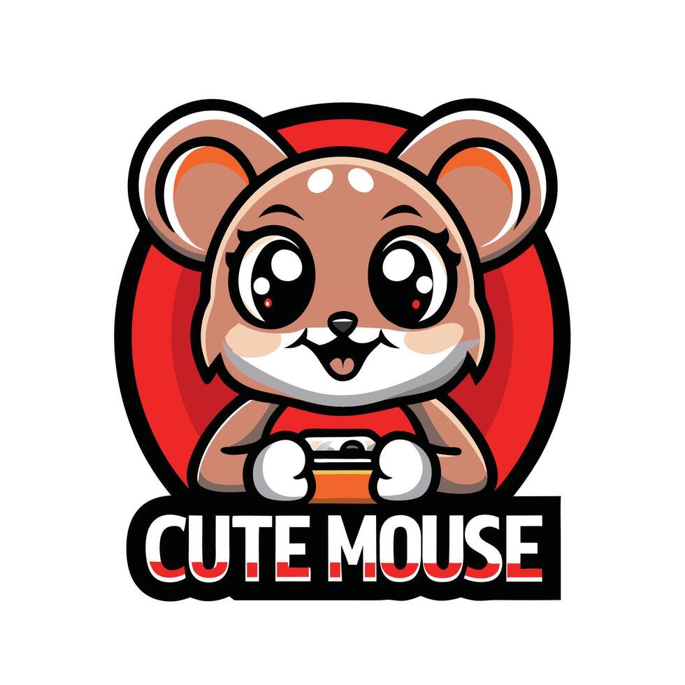 cute mouse logo design vector