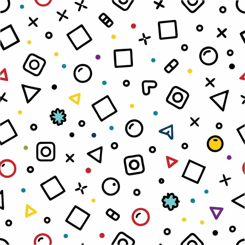 a colorful pattern with squares and triangles vector