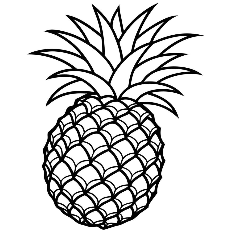 pineapple coloring pages vector