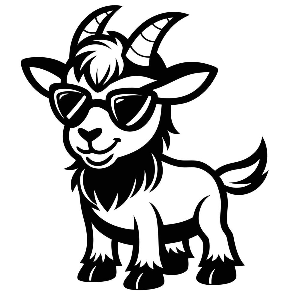goat wearing sunglasses illustration vector