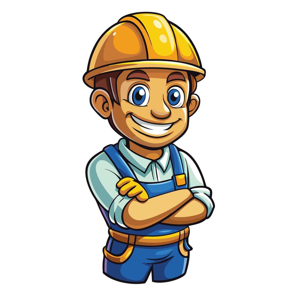 a cartoon construction worker with a smile on his face vector