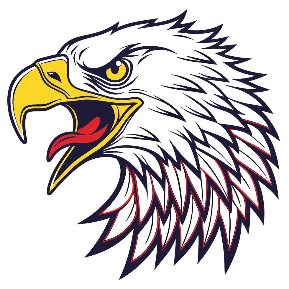 an eagle head with a beak and open mouth vector