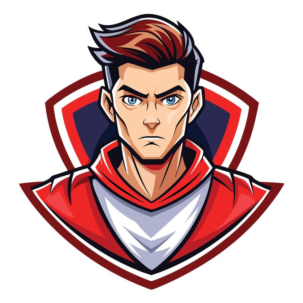 a man in a red and white shirt vector