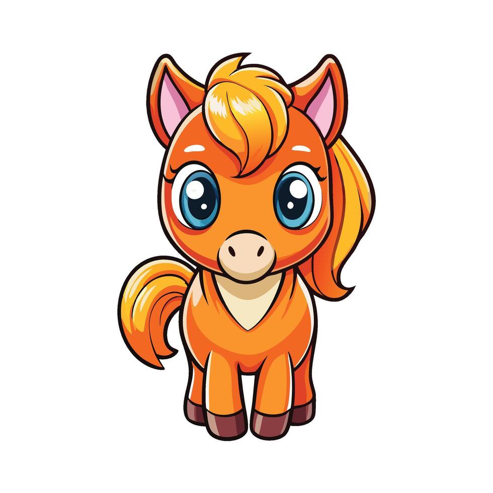 a cartoon horse with blue eyes and a big nose vector