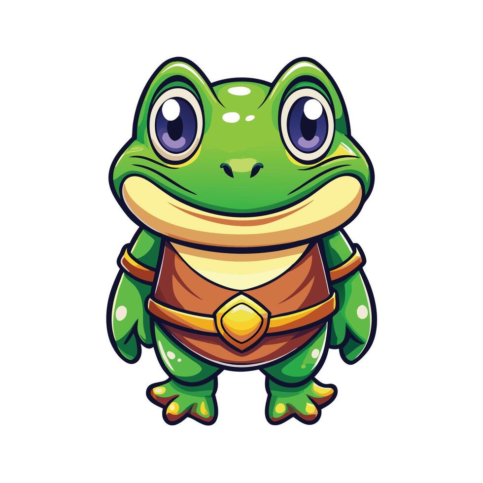 cartoon frog with armor and a bow vector