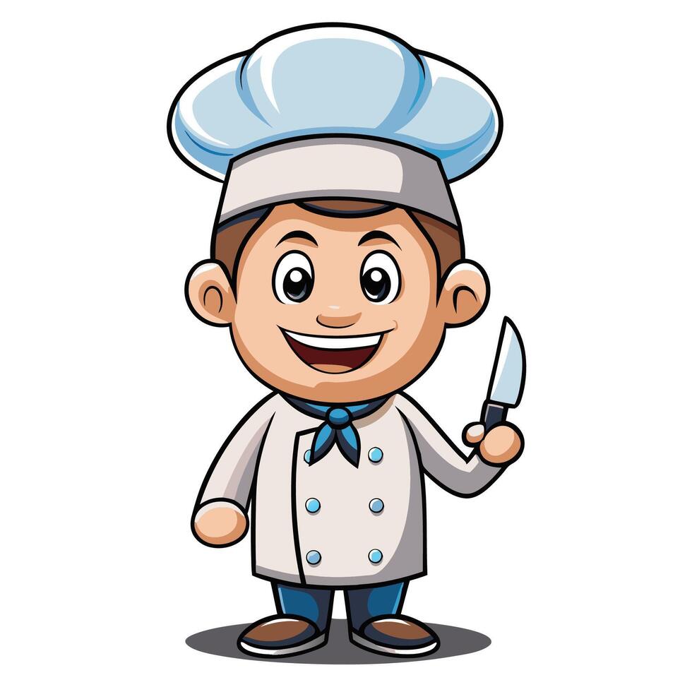 chef cartoon character holding knife vector
