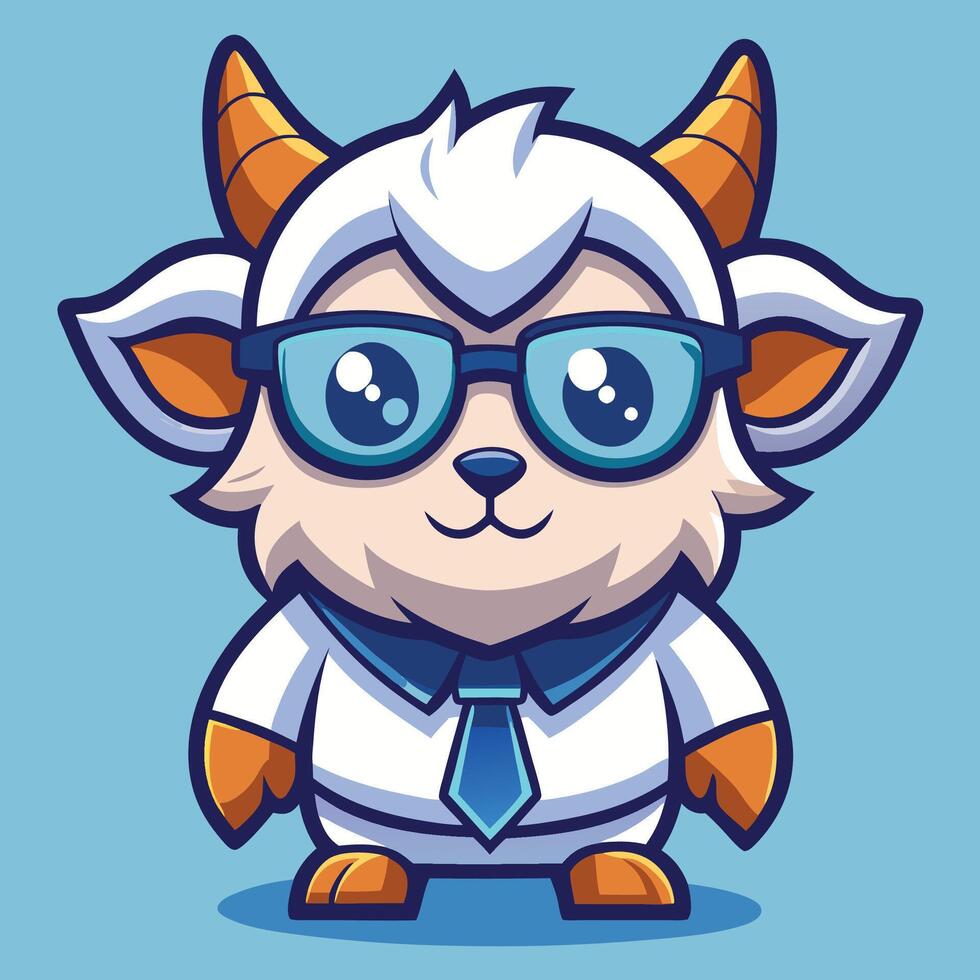 a cartoon goat wearing glasses and tie vector