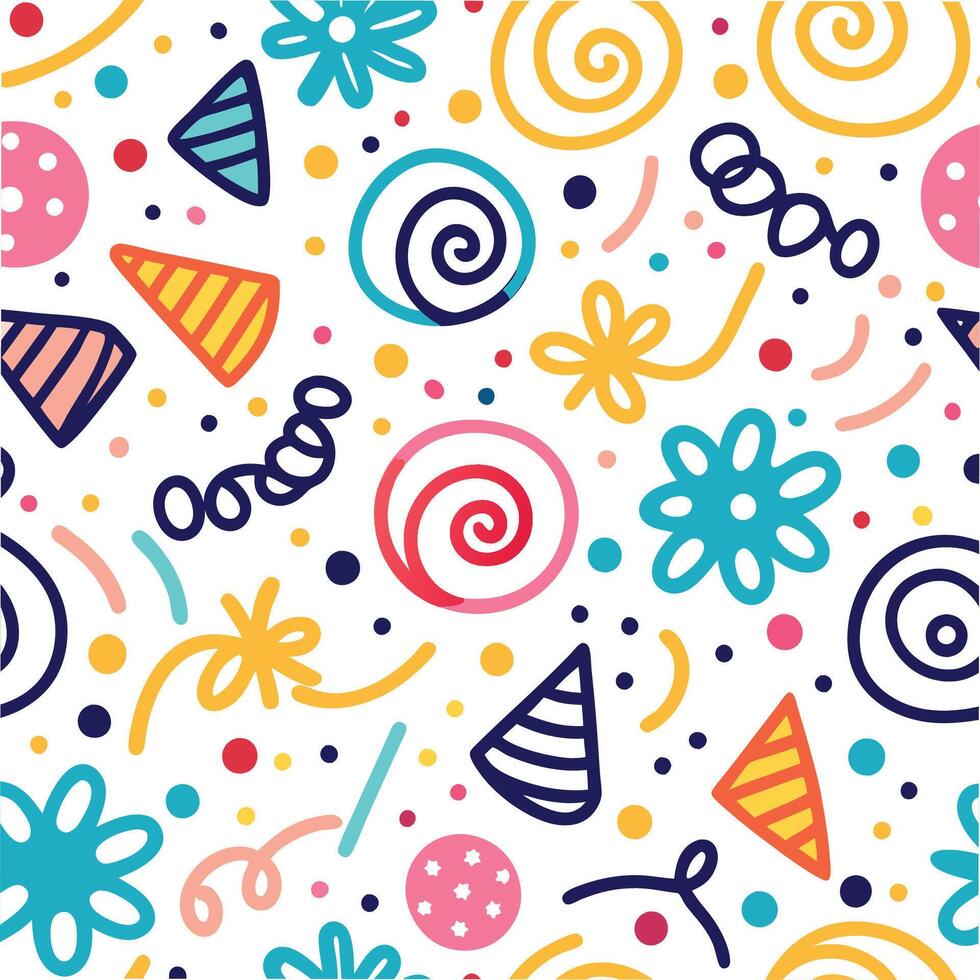 seamless pattern with colorful party items vector