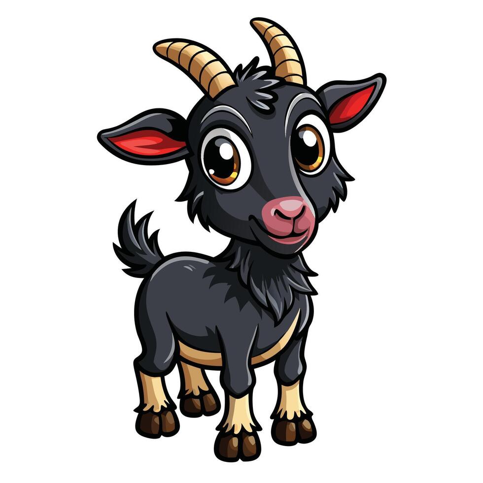 a cartoon goat with horns and big eyes vector
