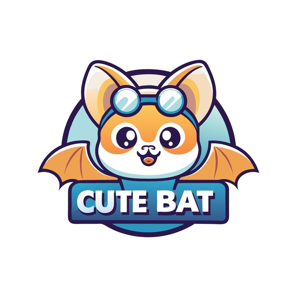 cute bat logo design vector