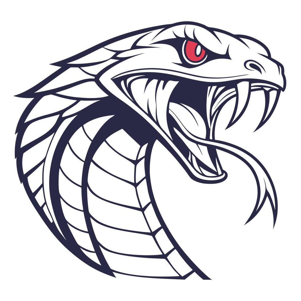 a cobra head with red eyes and a red mouth vector