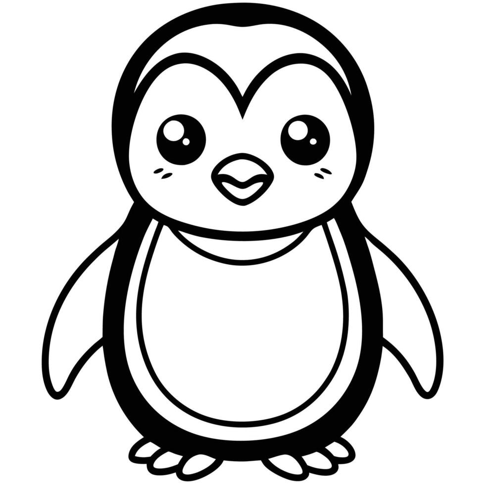 penguin coloring pages for kids vector
