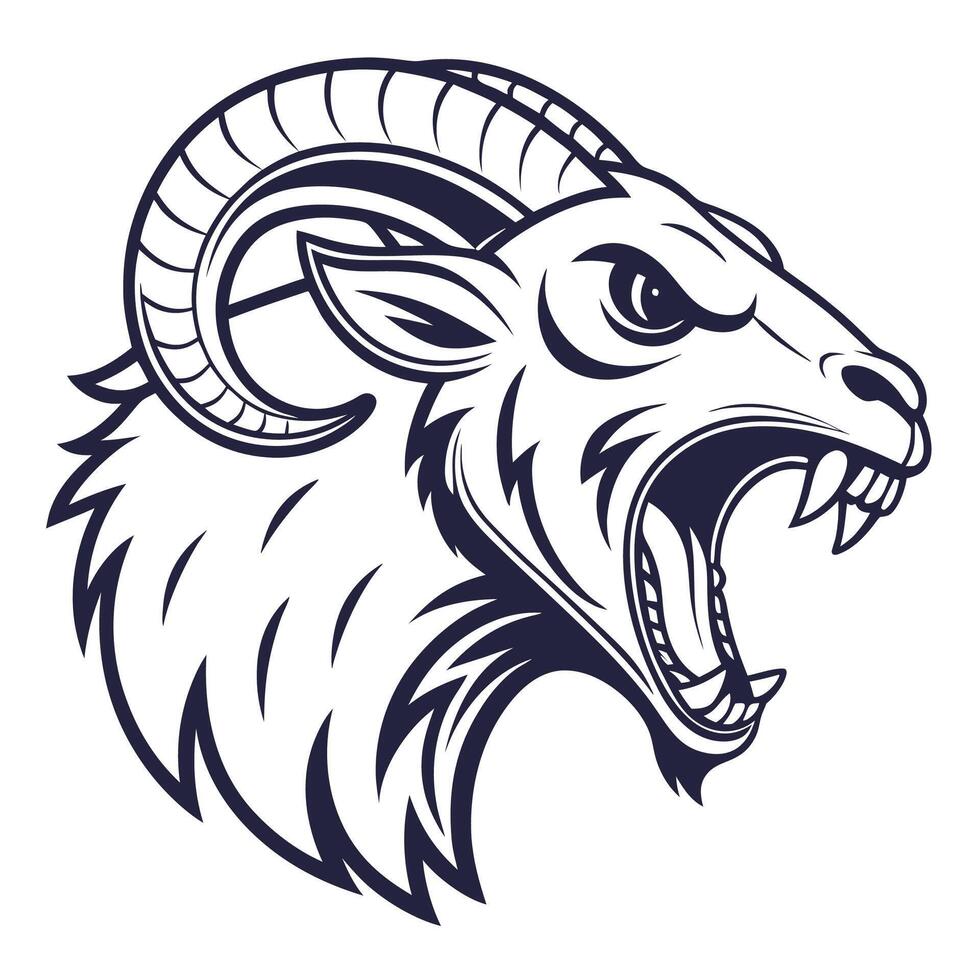 a ram head with its mouth open vector