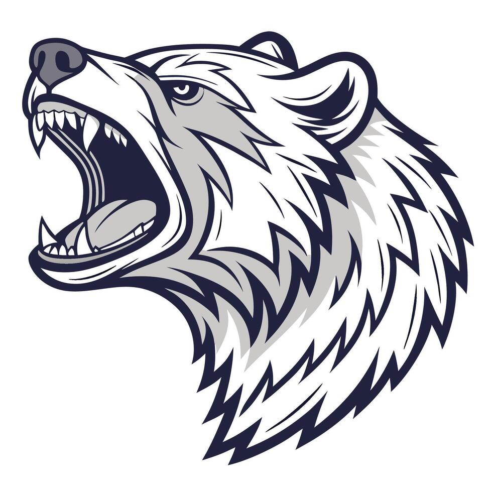 the head of a bear with its mouth open vector