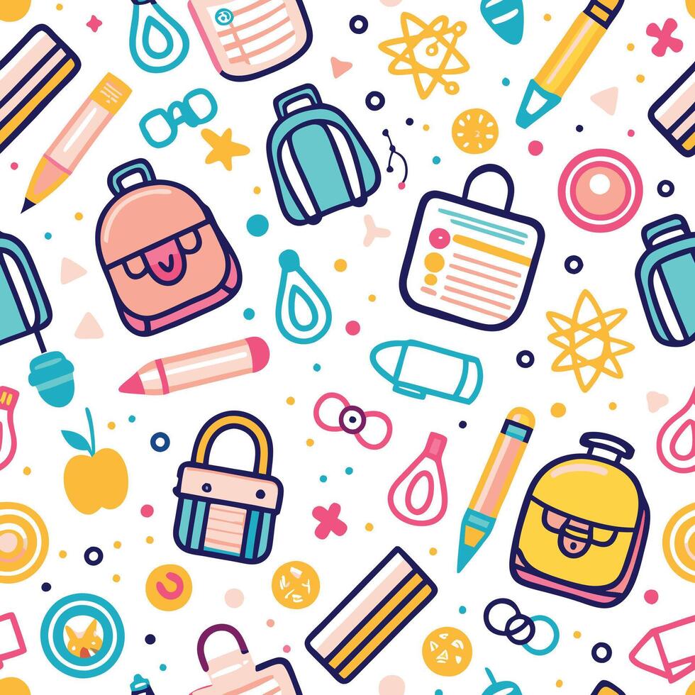 back to school seamless pattern with school supplies vector