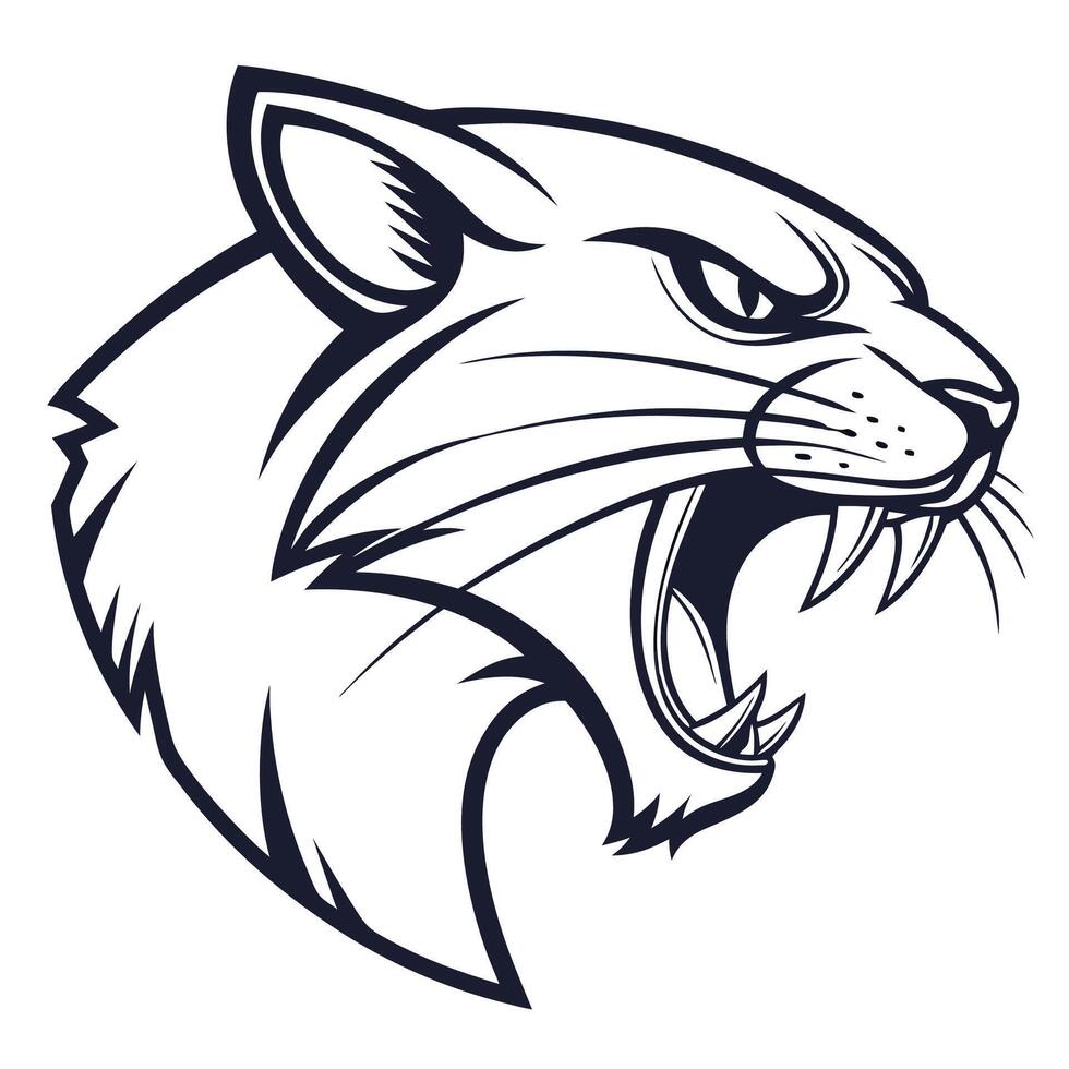 a black and white illustration of a panther head vector