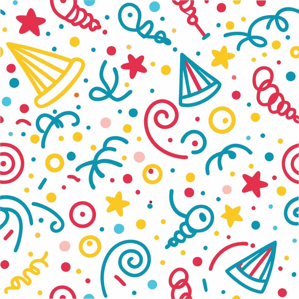 seamless pattern with party hats and confetti vector