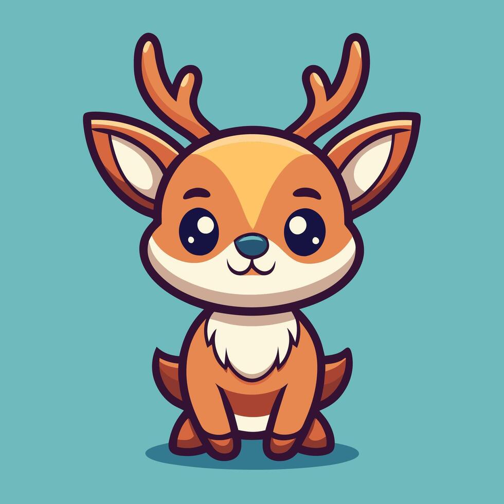 cute deer cartoon character illustration vector