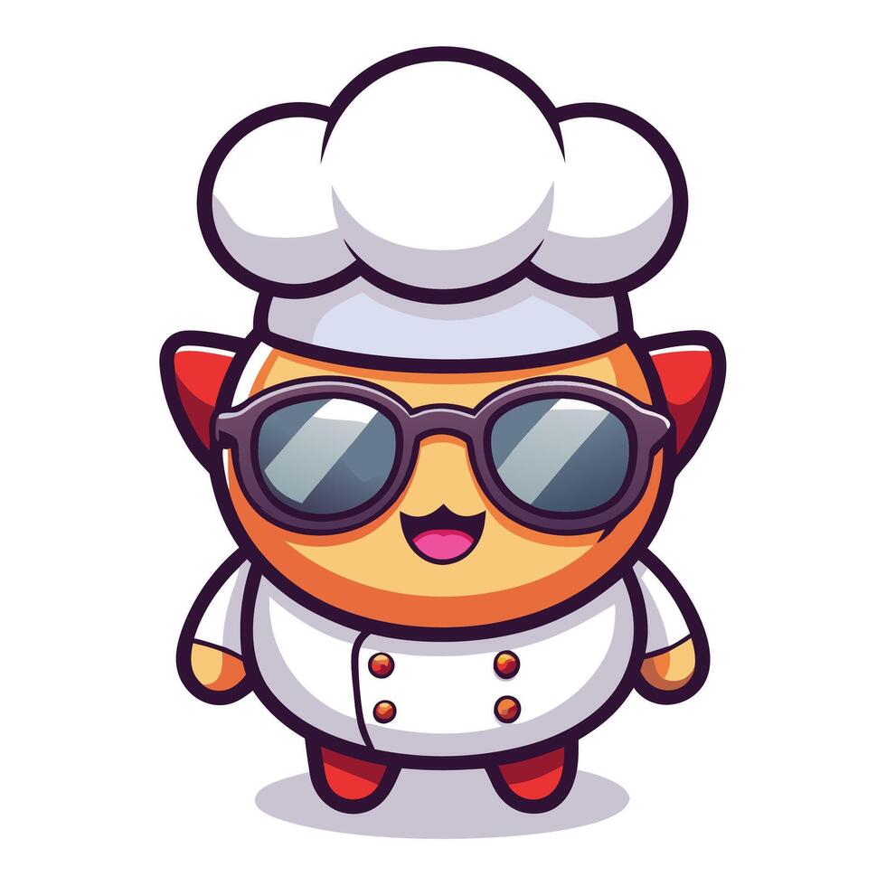 a cartoon chef wearing sunglasses and a hat vector