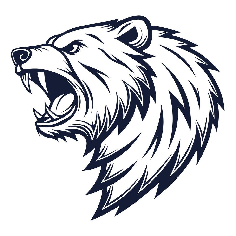 a bear head with its mouth open vector
