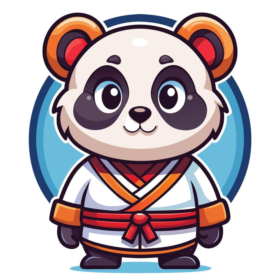 a cartoon panda wearing a karate outfit vector