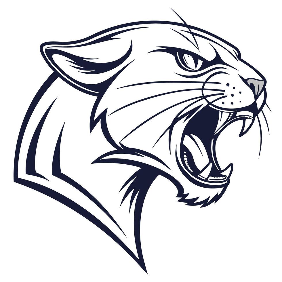the head of a panther is shown in a black and white design vector