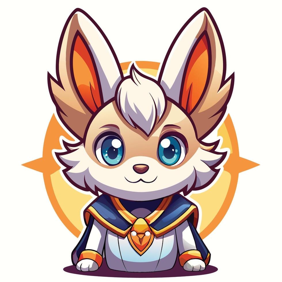 a cartoon rabbit with blue eyes and a blue cape vector