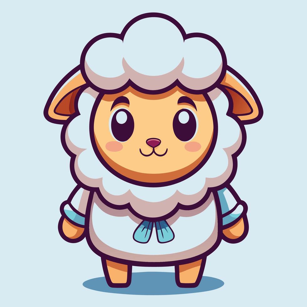 cute cartoon sheep in a blue dress vector