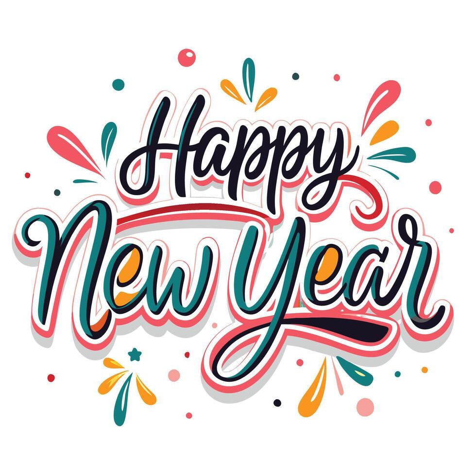 happy new year lettering design vector