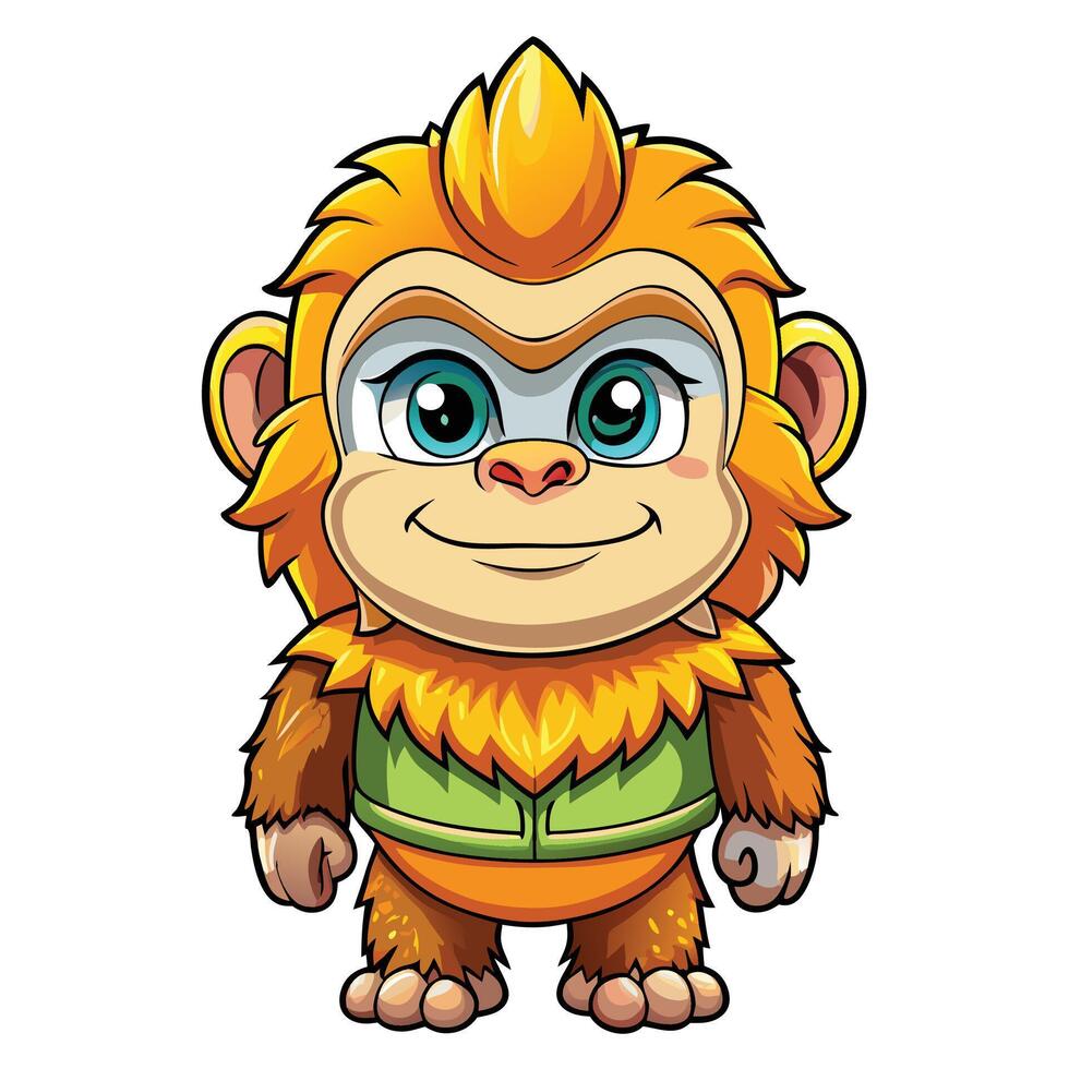 monkey in green vest vector