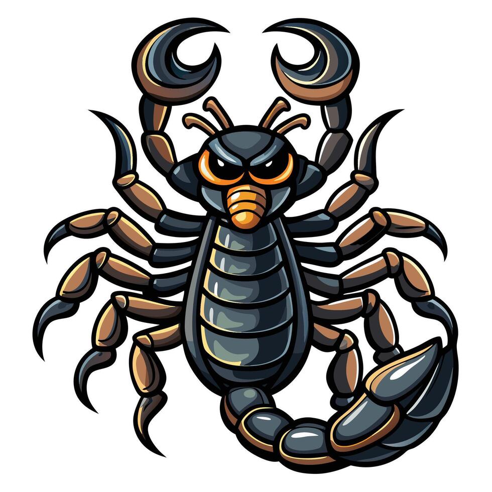 a cartoon scorpion with black and orange markings vector