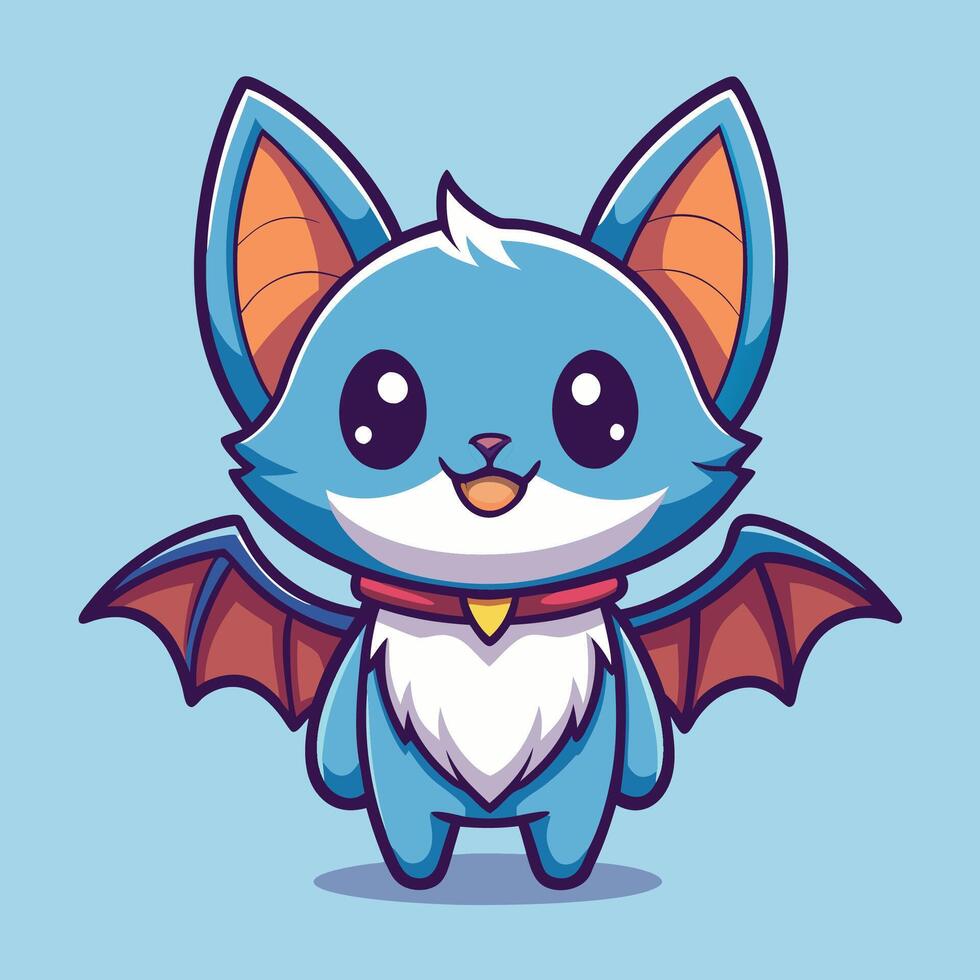 a cartoon bat character with a blue and white shirt vector