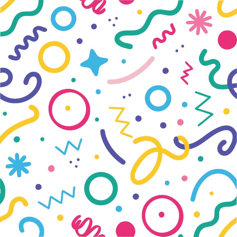 seamless pattern with colorful shapes and lines vector