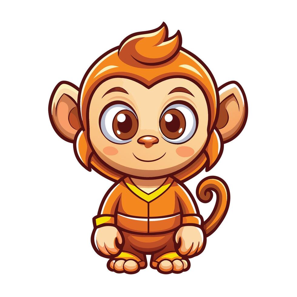 monkey in orange outfit illustration vector