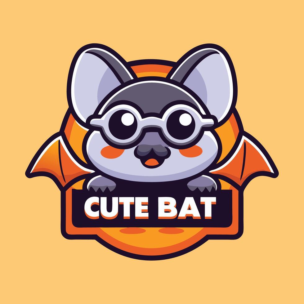 cute bat logo design vector