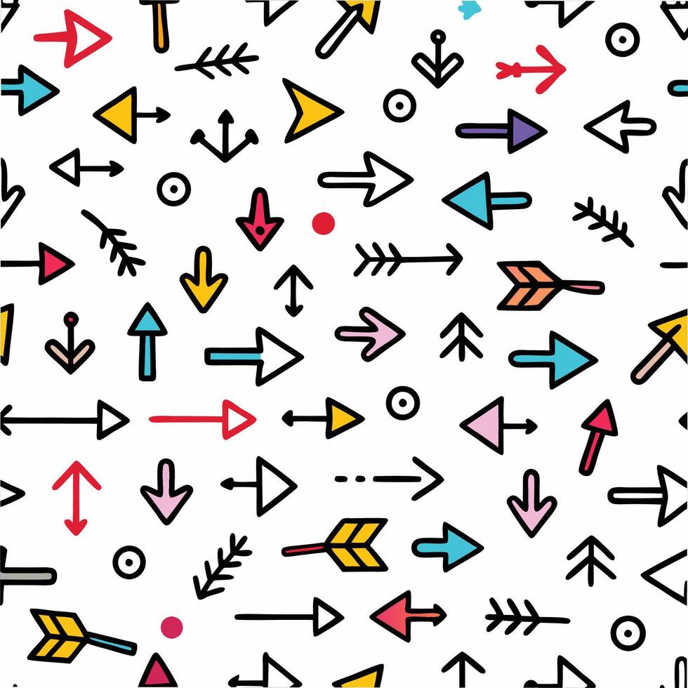 seamless pattern with colorful arrows on white background vector