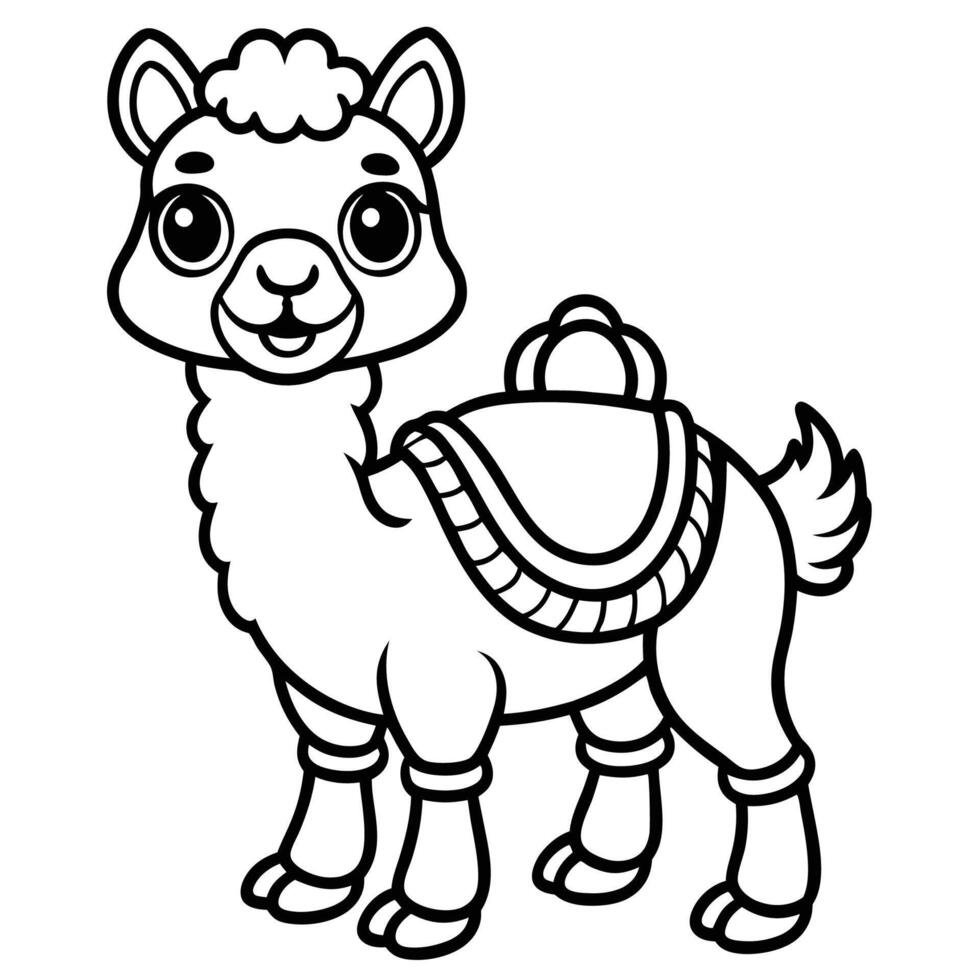 free printable coloring pages for kids llama vector