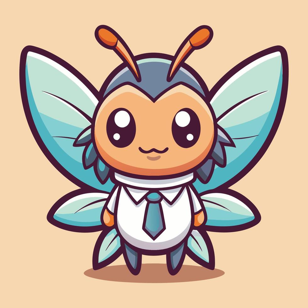 a cartoon character with a tie and a butterfly wings vector