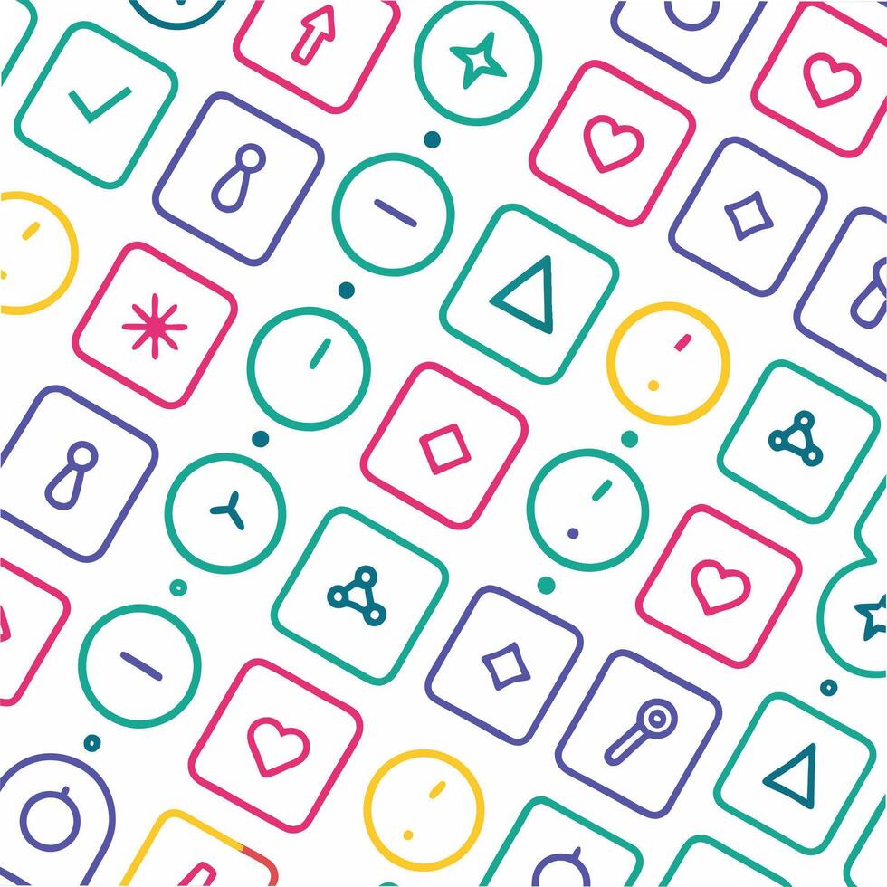 a colorful pattern with icons and symbols vector