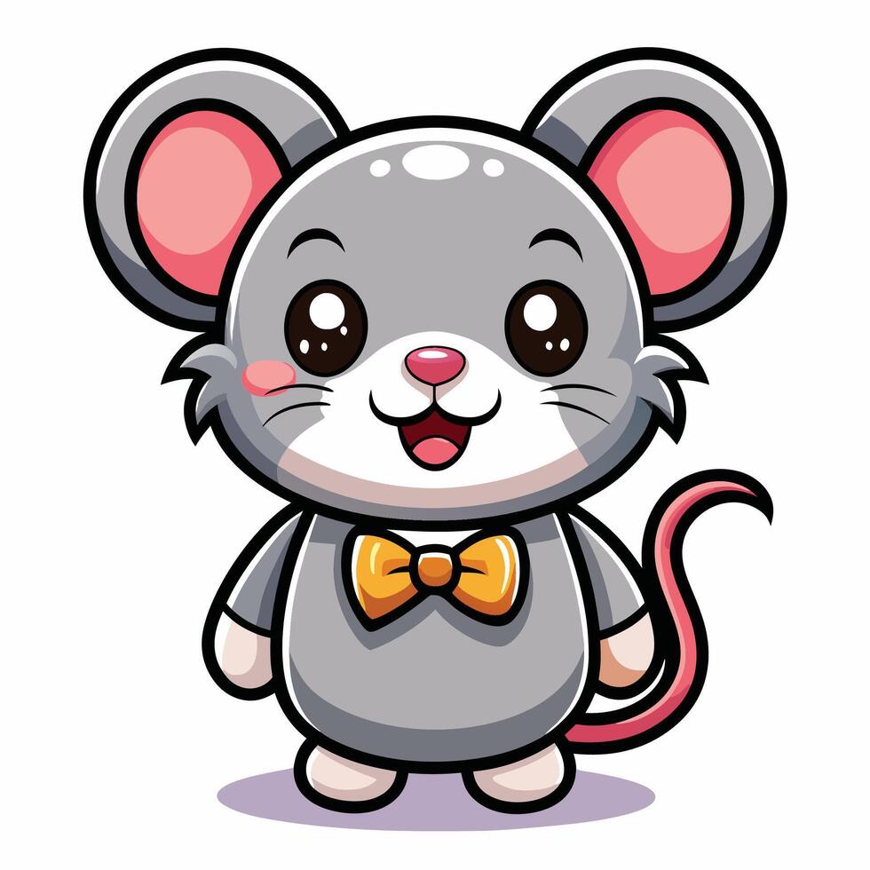 a cartoon mouse with a bow tie and a smile vector