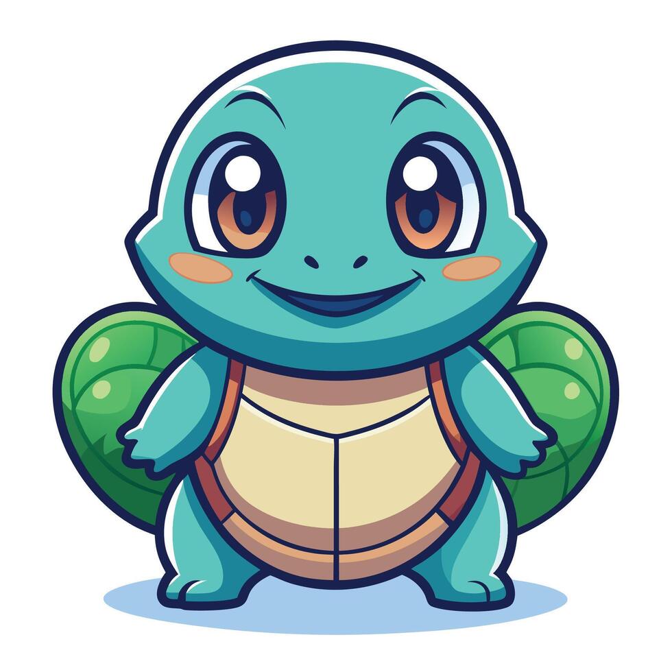 a cartoon turtle with big eyes and a smile vector