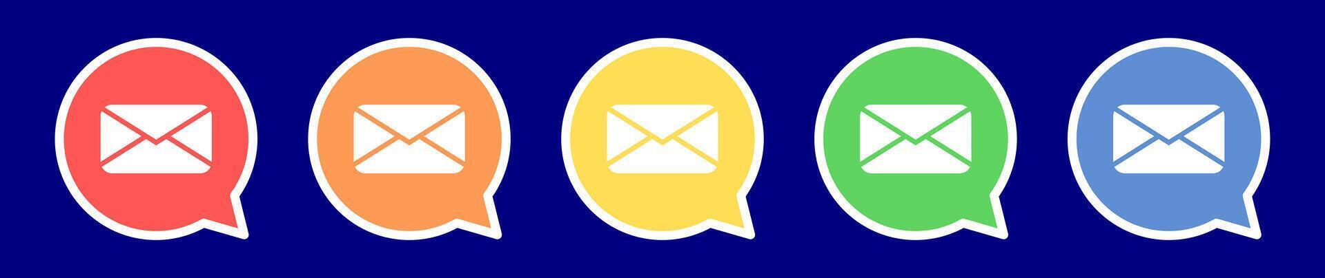 Speech bubble email icon. Email icon in various colors. vector