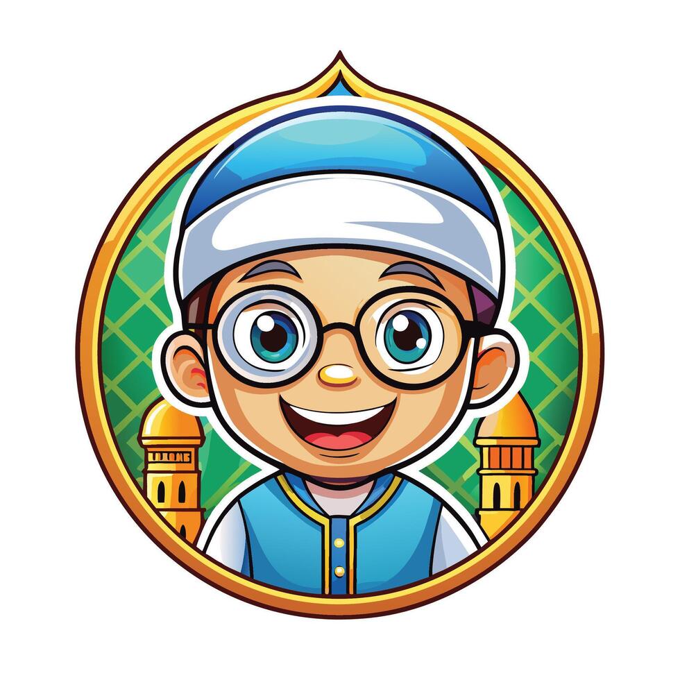 a cartoon boy wearing glasses and a turban vector