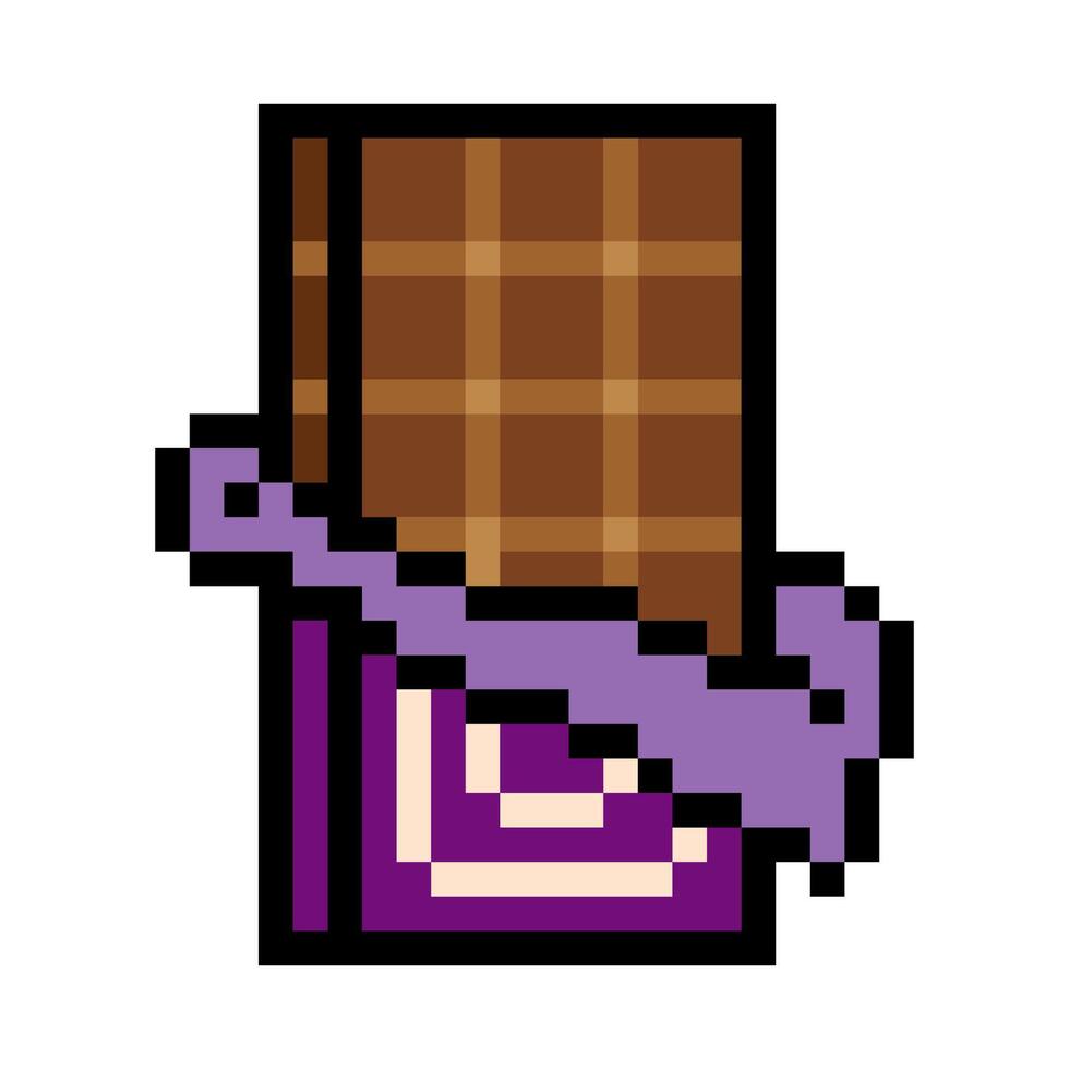 Chocolate bar food in pixel art style vector