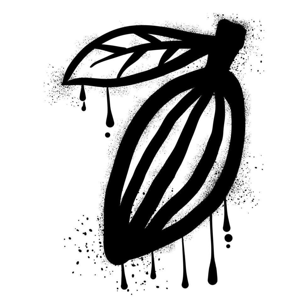 Drawing cacao fruit graffiti with black spray paint vector