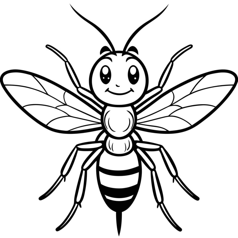 a cartoon bee coloring page vector